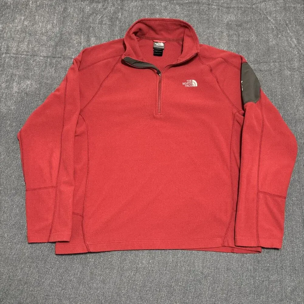 The North Face Flashdry Sweater Mens Size Large 1/4 Zip Fleece Pullover Red